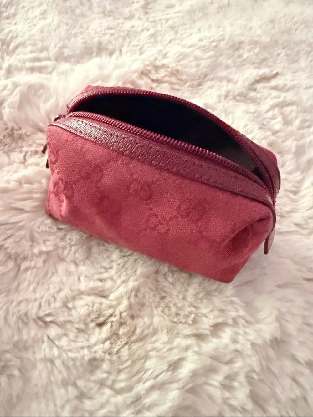 Gucci Burgundy Monogram Cosmetic Pouch